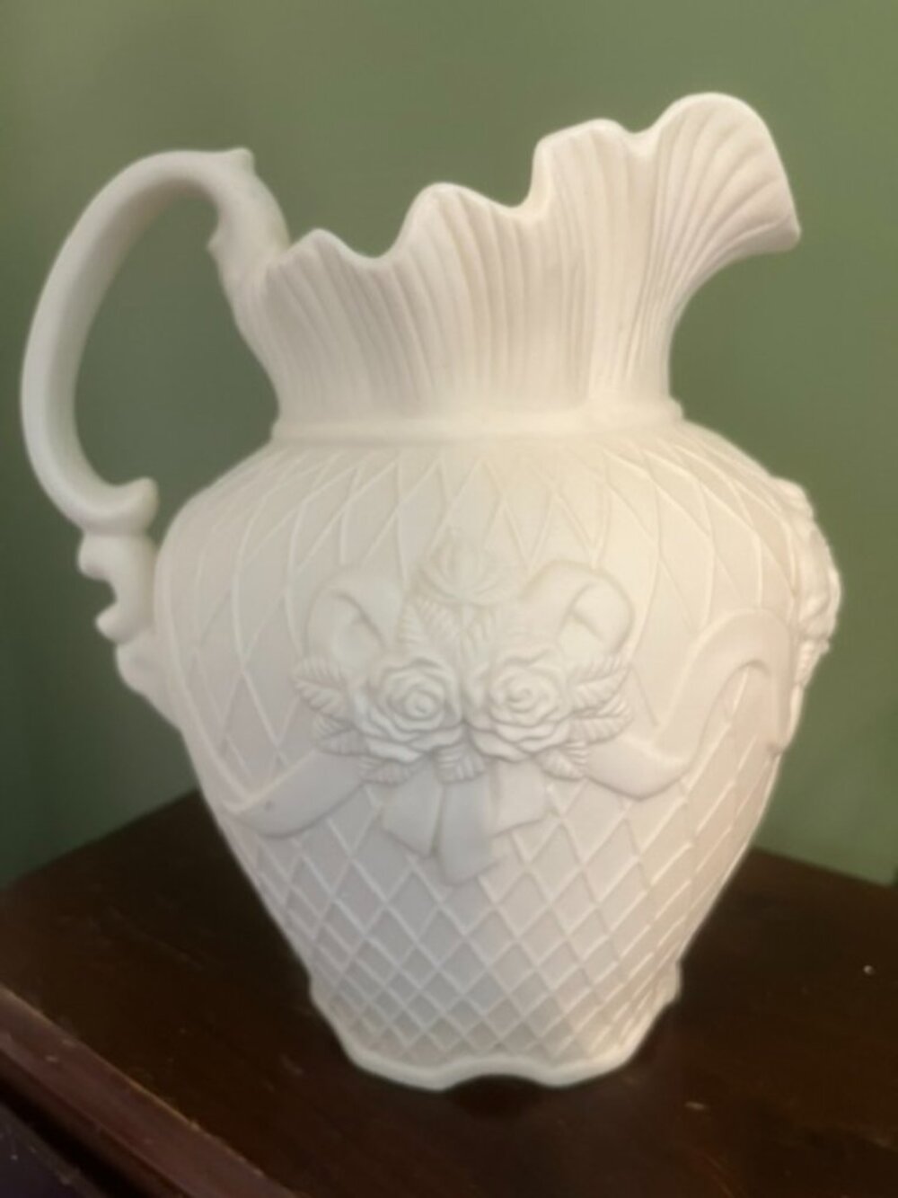 World Bizaars Inc. Ivory Bisque Roses Pitcher